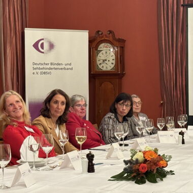 nebeneinander sitzend von links nach rechts: Christiane Möller DBSV, Aydan Özoğuz, MdB, Margaret Reinhardt Fokusgruppe, Sabine Backmund Fokusgruppe, Ursula Kleinert Fokusgruppe 